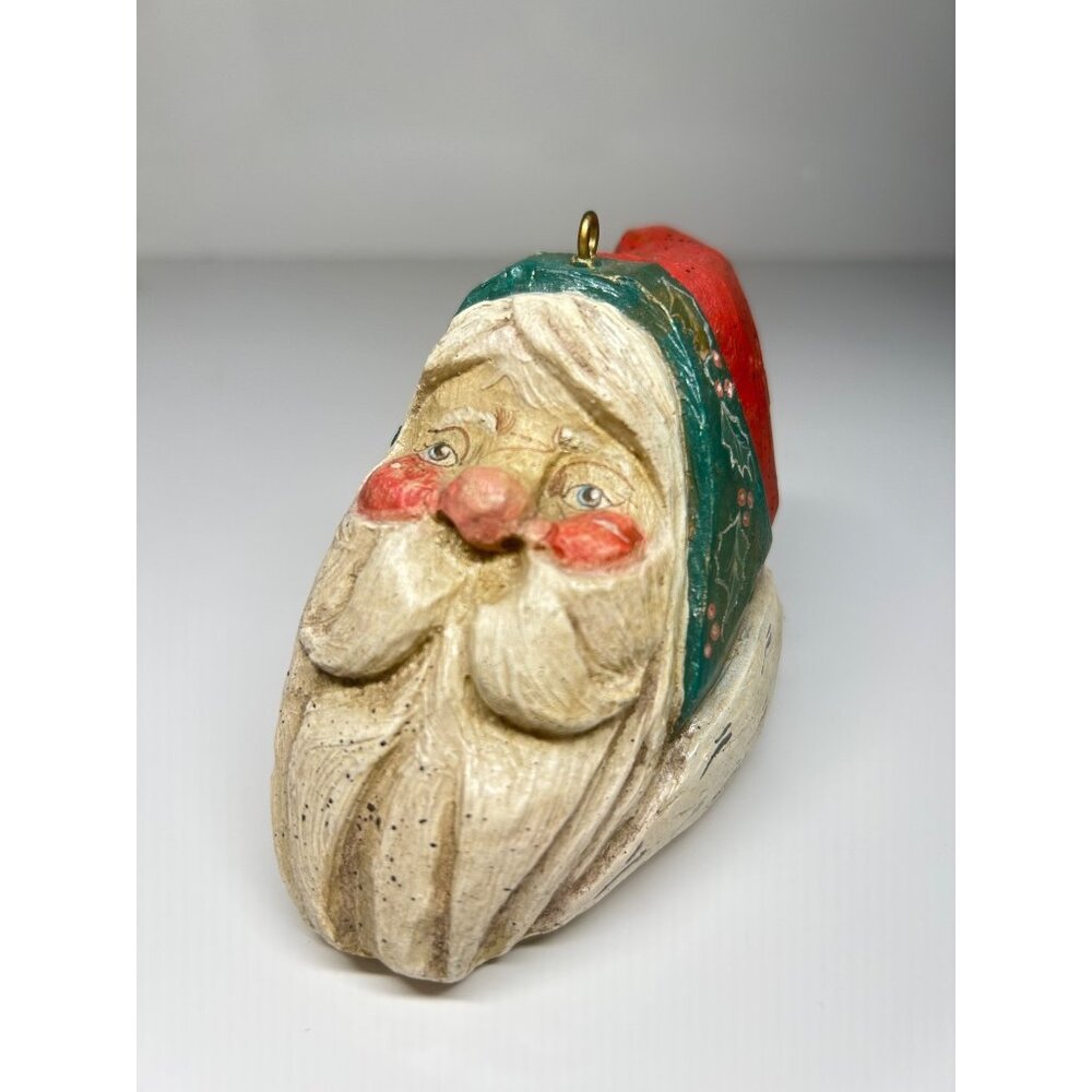 Carved wood Santa Claus ornament by House of Hatten 1988 Folk Art - Picture 3 of 11
